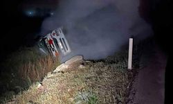 Şarampole devrilen LPG yüklü tankerin sürücüsü yaralandı