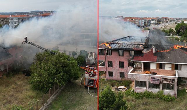 Rüzgarla büyüyen yangın villaya hasar verdi