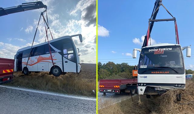 Lastiği patlayan işçi servisi tarlaya uçtu: 3 yaralı