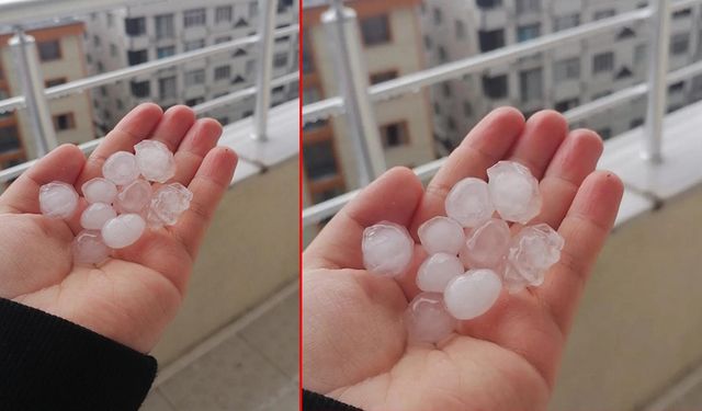 Çerkezköy'de fındık büyüklüğünde dolu yağdı