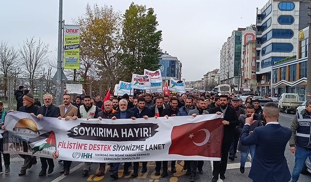 Çerkezköy’de Filistin’e destek yürüyüşü