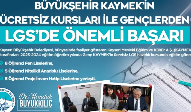 Ücretsiz kurslar ile gençlerden LGS’de önemli başarı