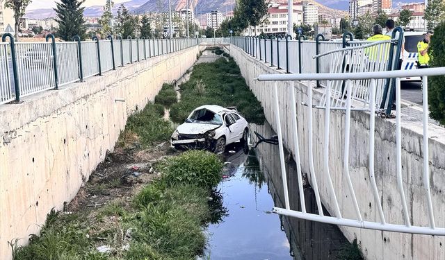 Kanala düşen otomobilin sürücüsü yaralandı