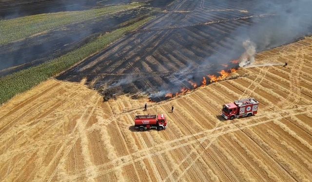 Tekirdağ itfaiyesi aynı gün 8 noktada çıkan yangına müdahale etti