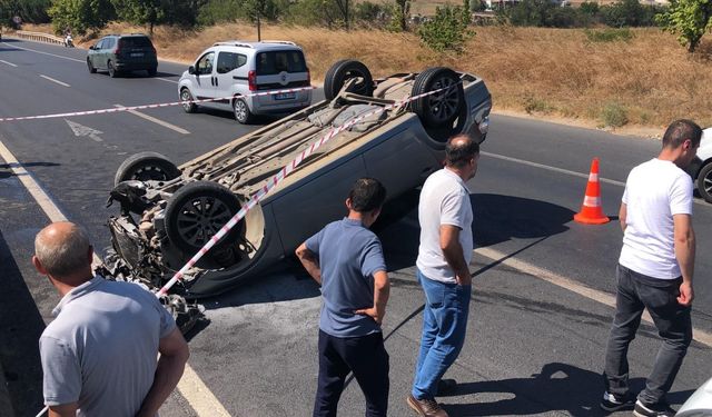 Kontrolden çıkan otomobil devrildi: Sürücü yaralı