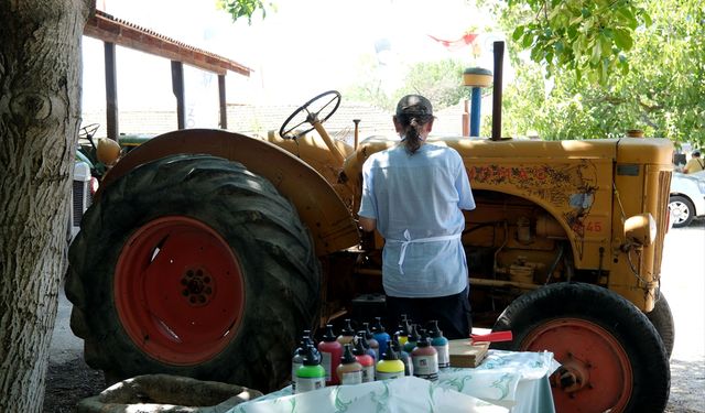 Asırlık traktörler ressamlara tuval oldu