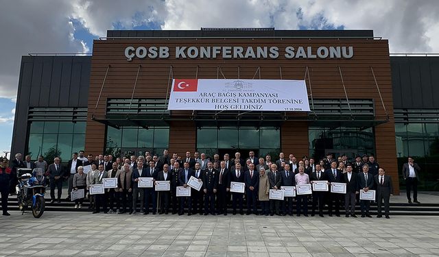 Araç desteğinde bulunan bağışçılara teşekkür belgesi verildi