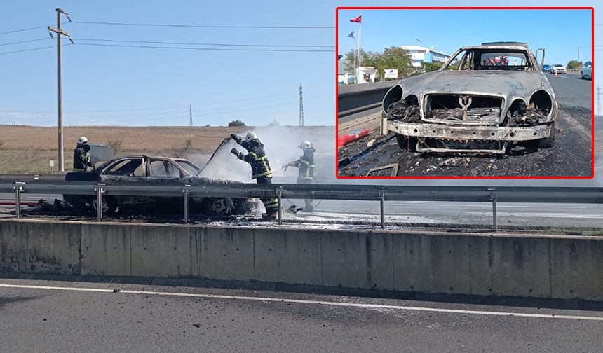 Korkutan yangın: Otomobilden geriye demir yığınları kaldı